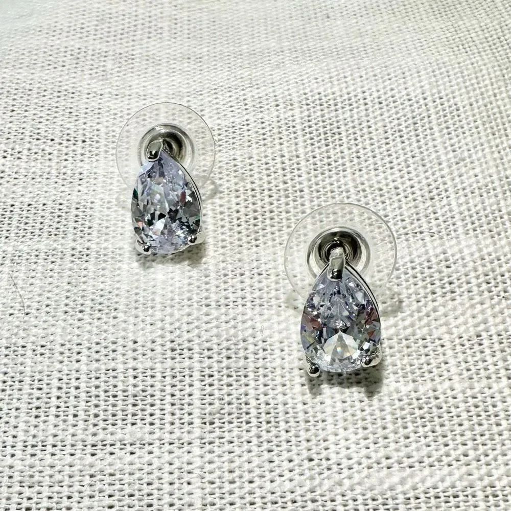 Cubic zirconia pear cut stud earrings